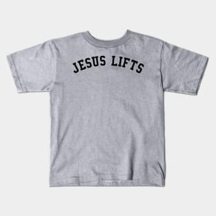 Jesus Lifts - Bold - Solid Black Kids T-Shirt